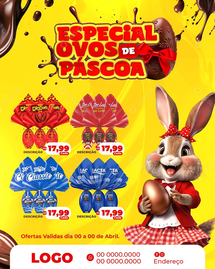 Feed Especial Ovos de Páscoa Social Media PSD Editável