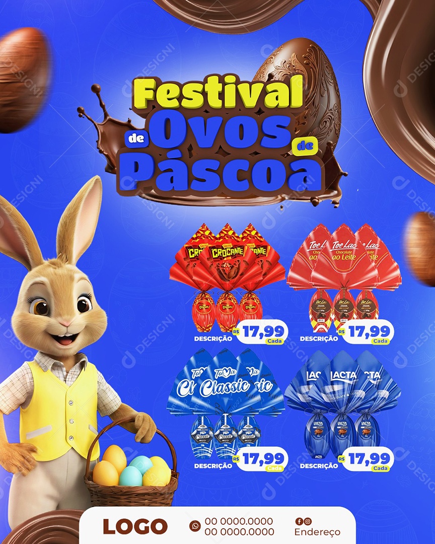 Feed Super Festival de Ovos de Páscoa Social Media PSD Editável