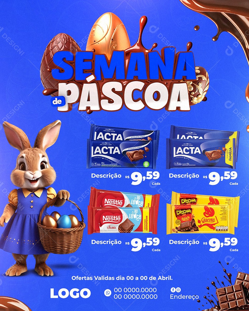 Elemento 3D Semana de Páscoa Para Composição PSD