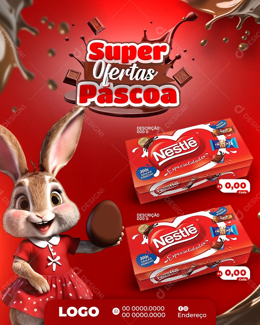 Feed Super Ofertas de Páscoa Social Media PSD Editável