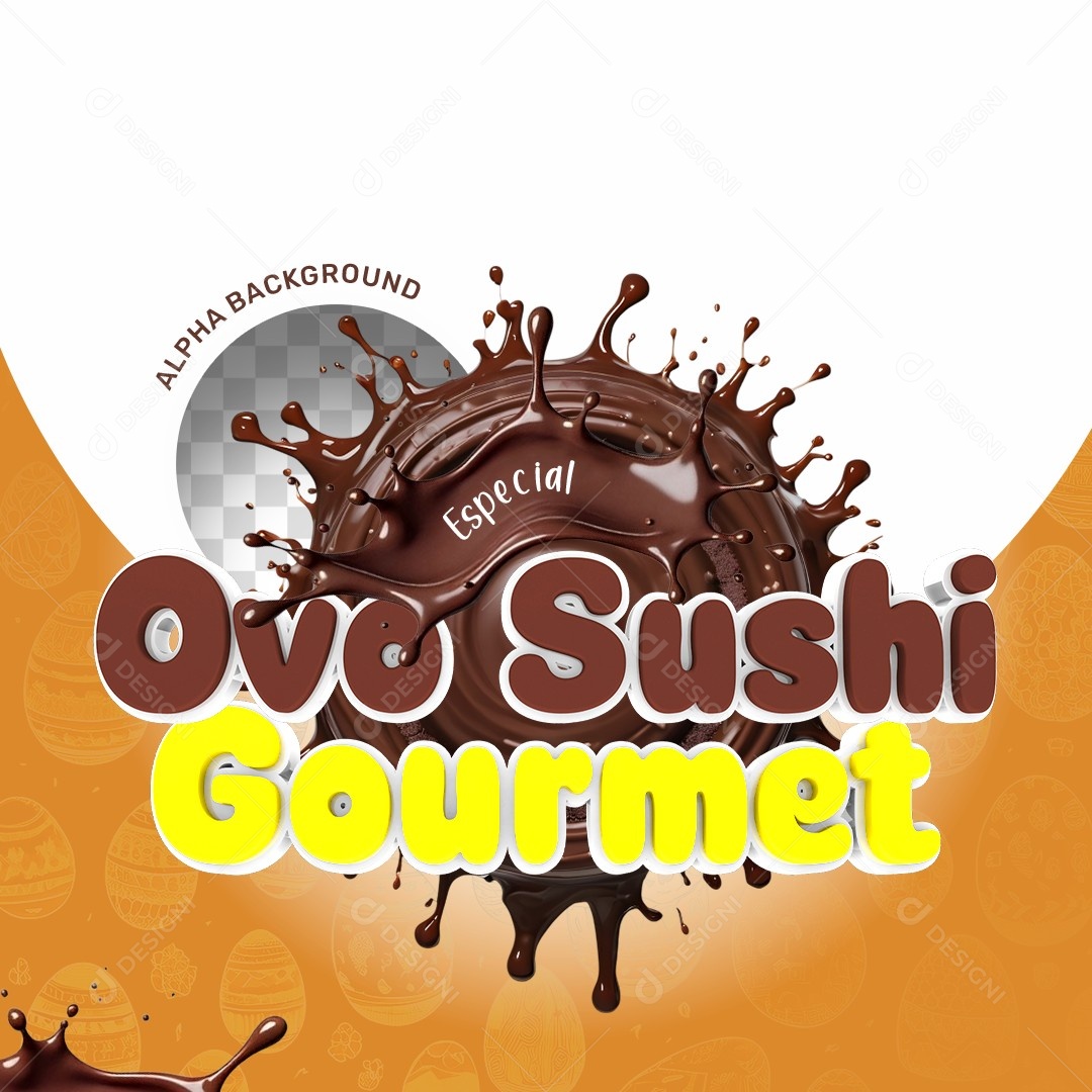Elemento 3D Ovo Sushi Gourmet Para Composição PSD