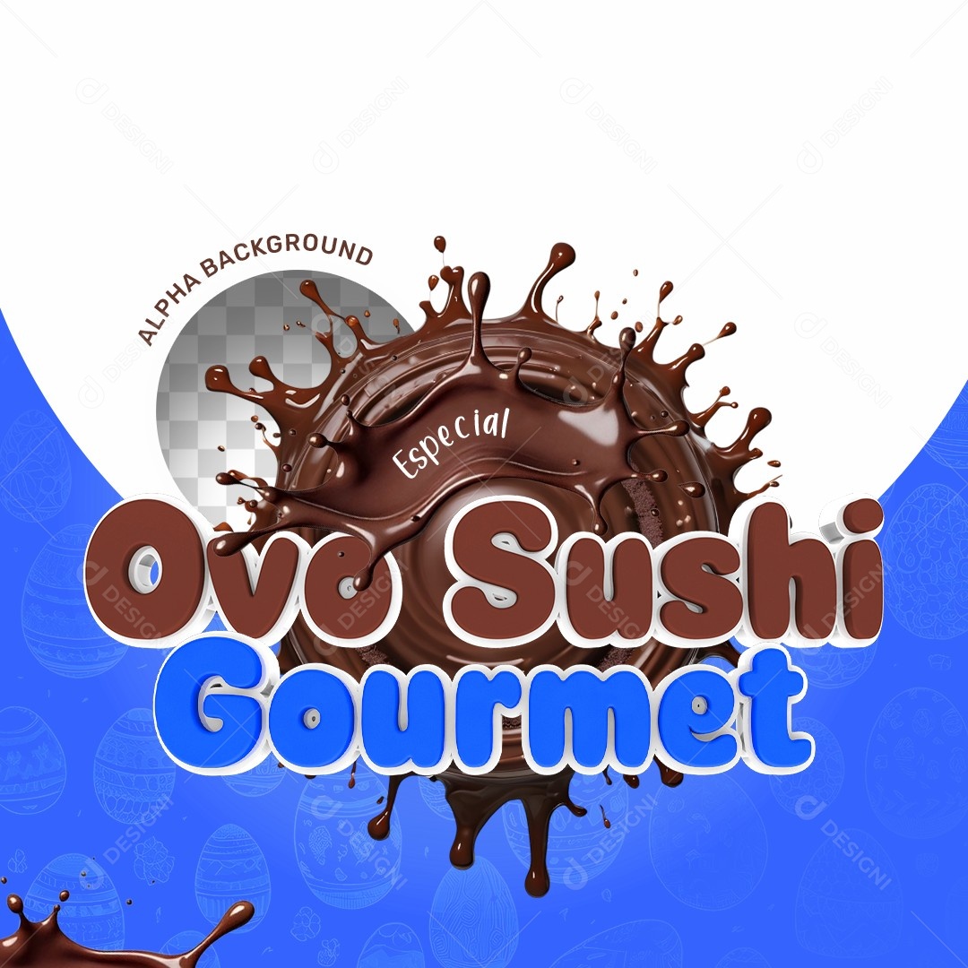 Elemento 3D Ovo Sushi Gourmet Para Composição PSD