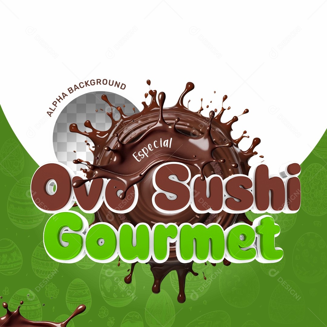 Elemento 3D Ovo Sushi Gourmet Para Composição PSD