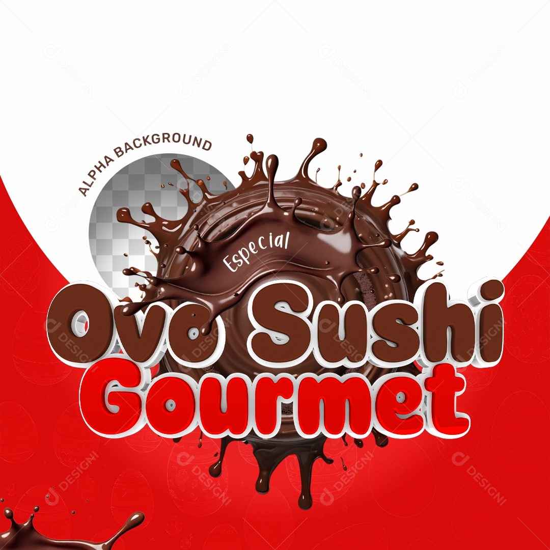Elemento 3D Ovo Sushi Gourmet Para Composição PSD