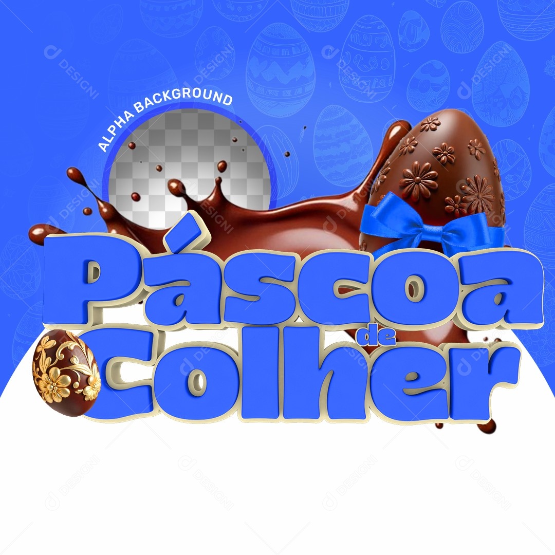 Elemento 3D Páscoa de Colher Para Composição PSD