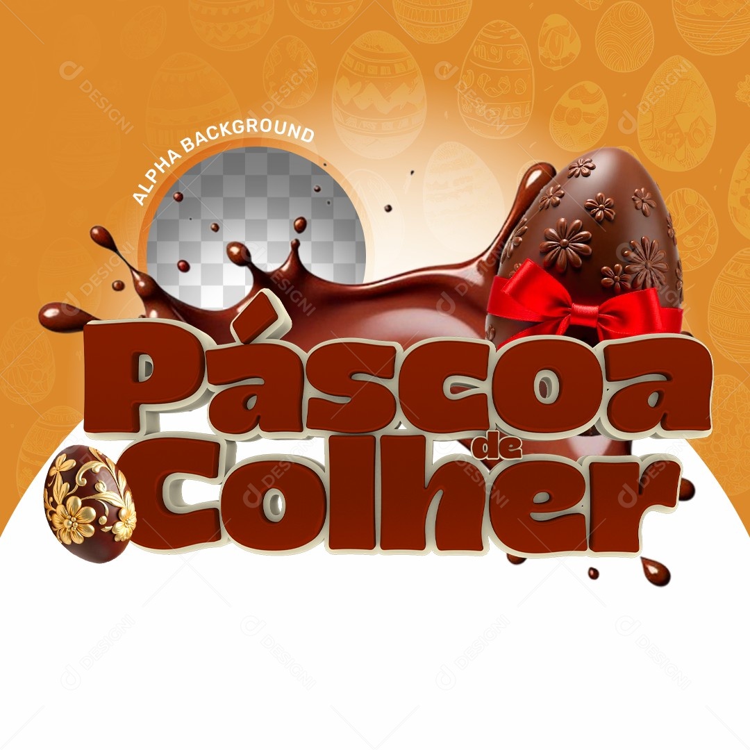 Elemento 3D Páscoa de Colher Para Composição PSD