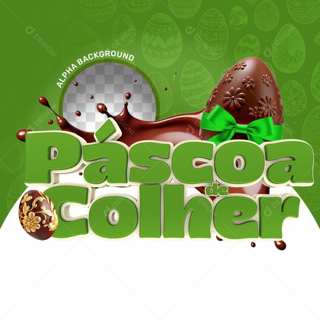 Elemento 3D Páscoa de Colher Para Composição PSD