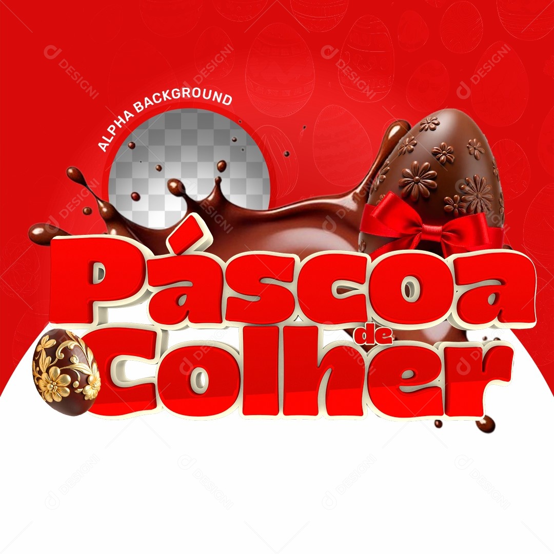 Elemento 3D Páscoa de Colher Para Composição PSD