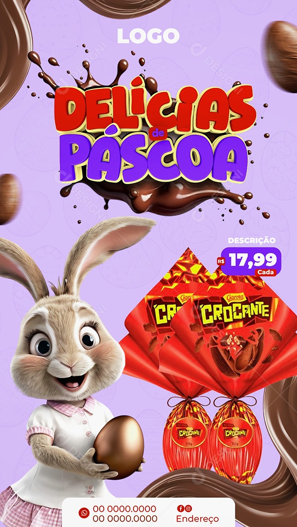 Elemento 3D Delicias de Páscoa Para Composição PSD