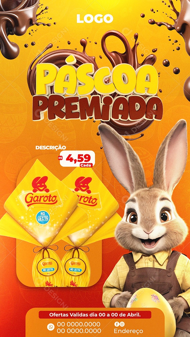 Elemento 3D Páscoa Premiada Para Composição PSD