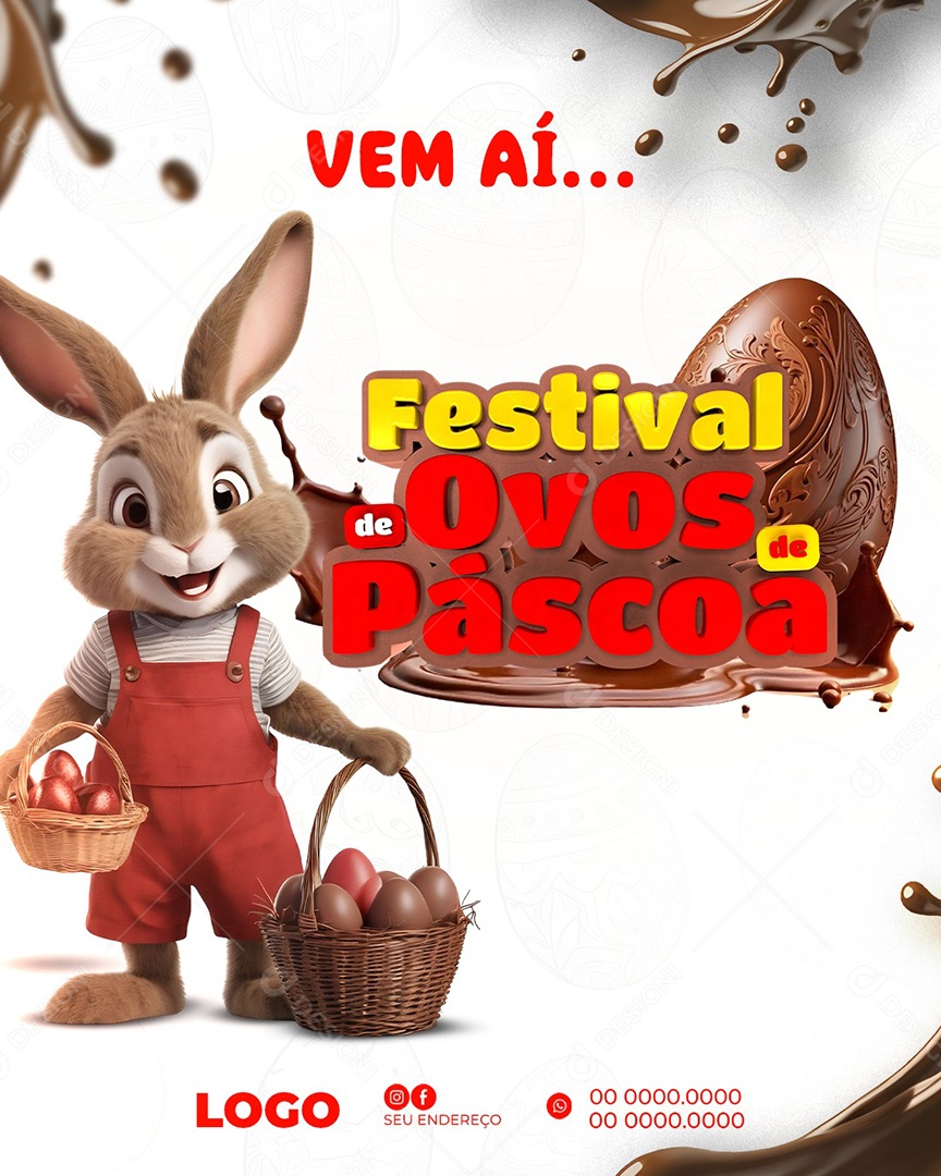 Elemento 3D Festival de Ovos de Páscoa Para Composição PSD