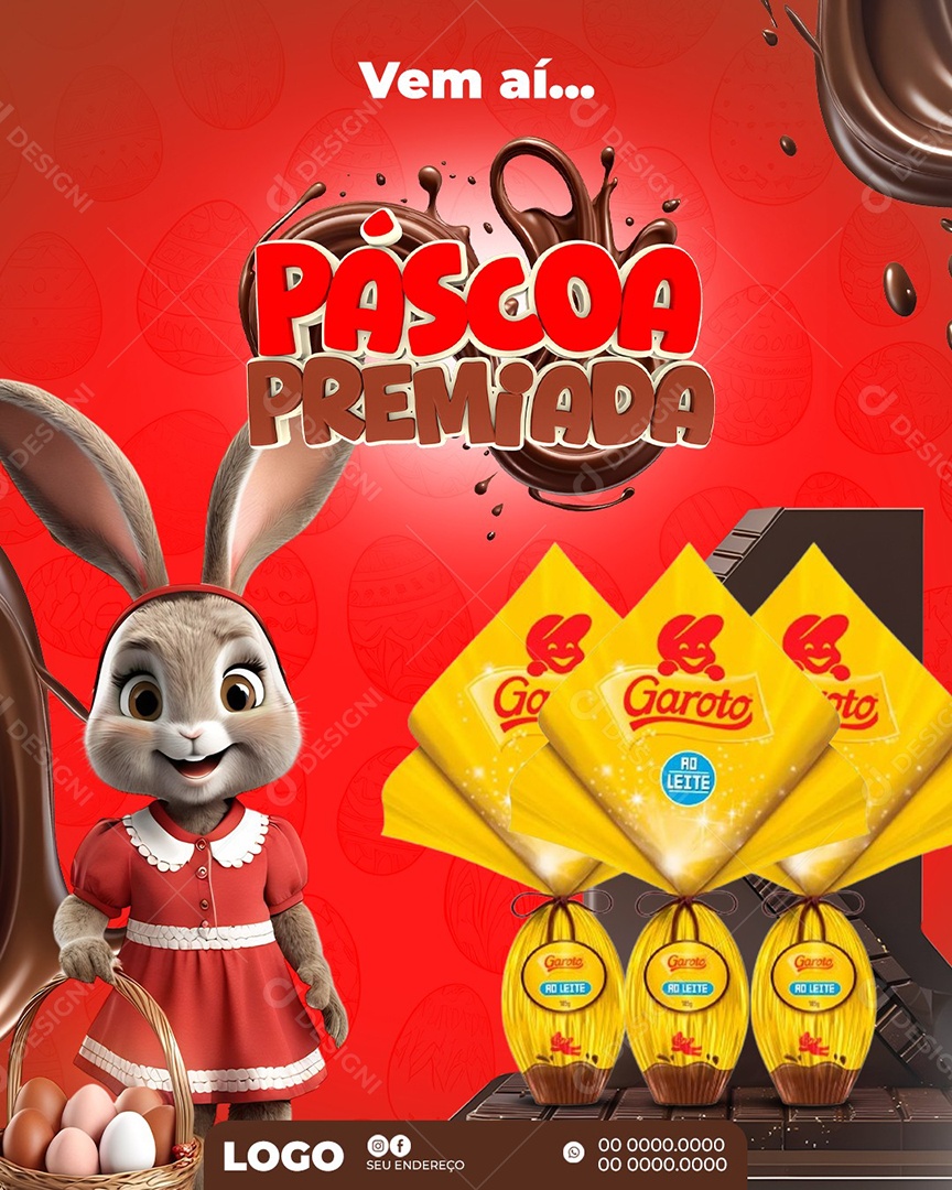 Elemento 3D  Páscoa Premiada Para Composição PSD