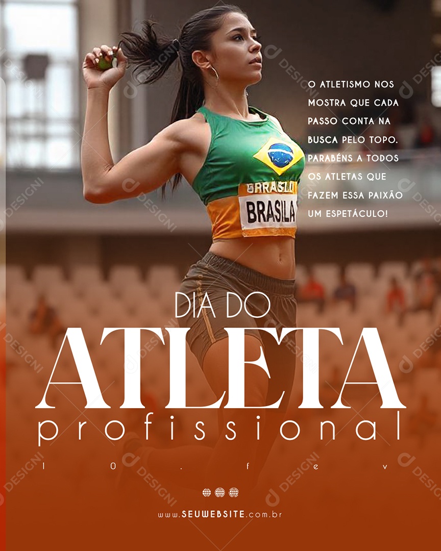 Dia do Atleta Profissional 10 De Fevereiro Social Media PSD Editável
