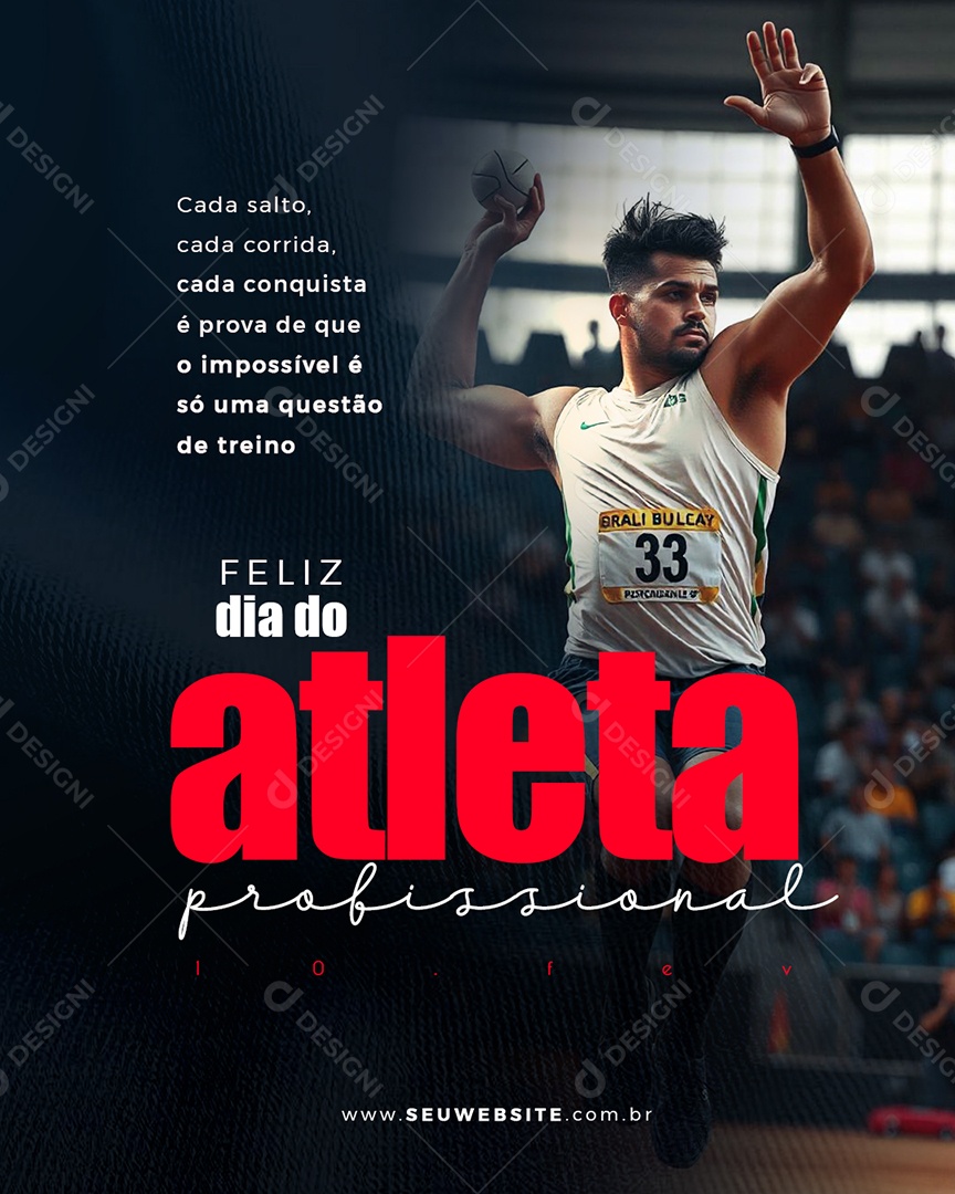 Dia do Atleta Profissional 10 De Fevereiro Social Media PSD Editável