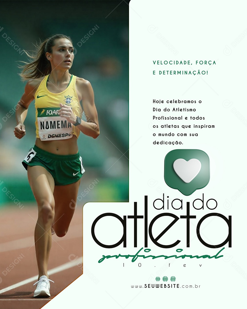 Flyer Dia do Atleta Profissional 10 De Fevereiro Social Media PSD Editável
