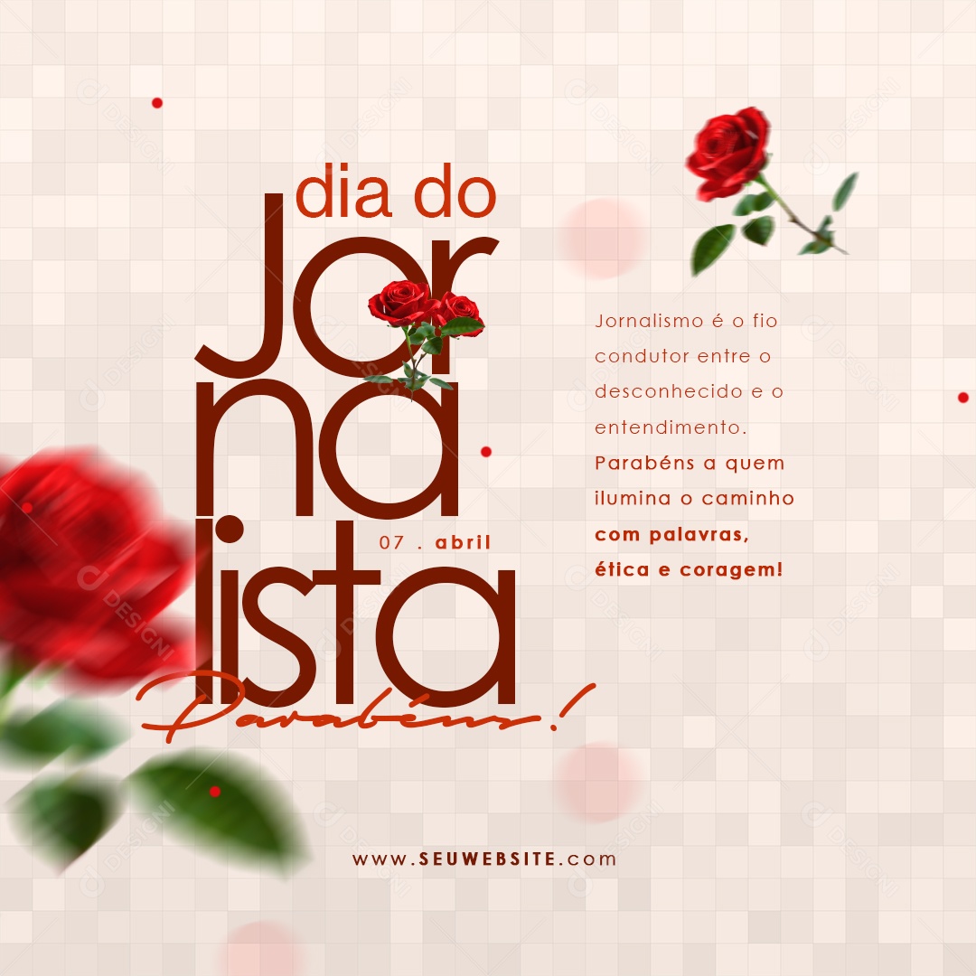 Dia do Jornalista 07 de Abril Parabéns Social Media PSD Editável
