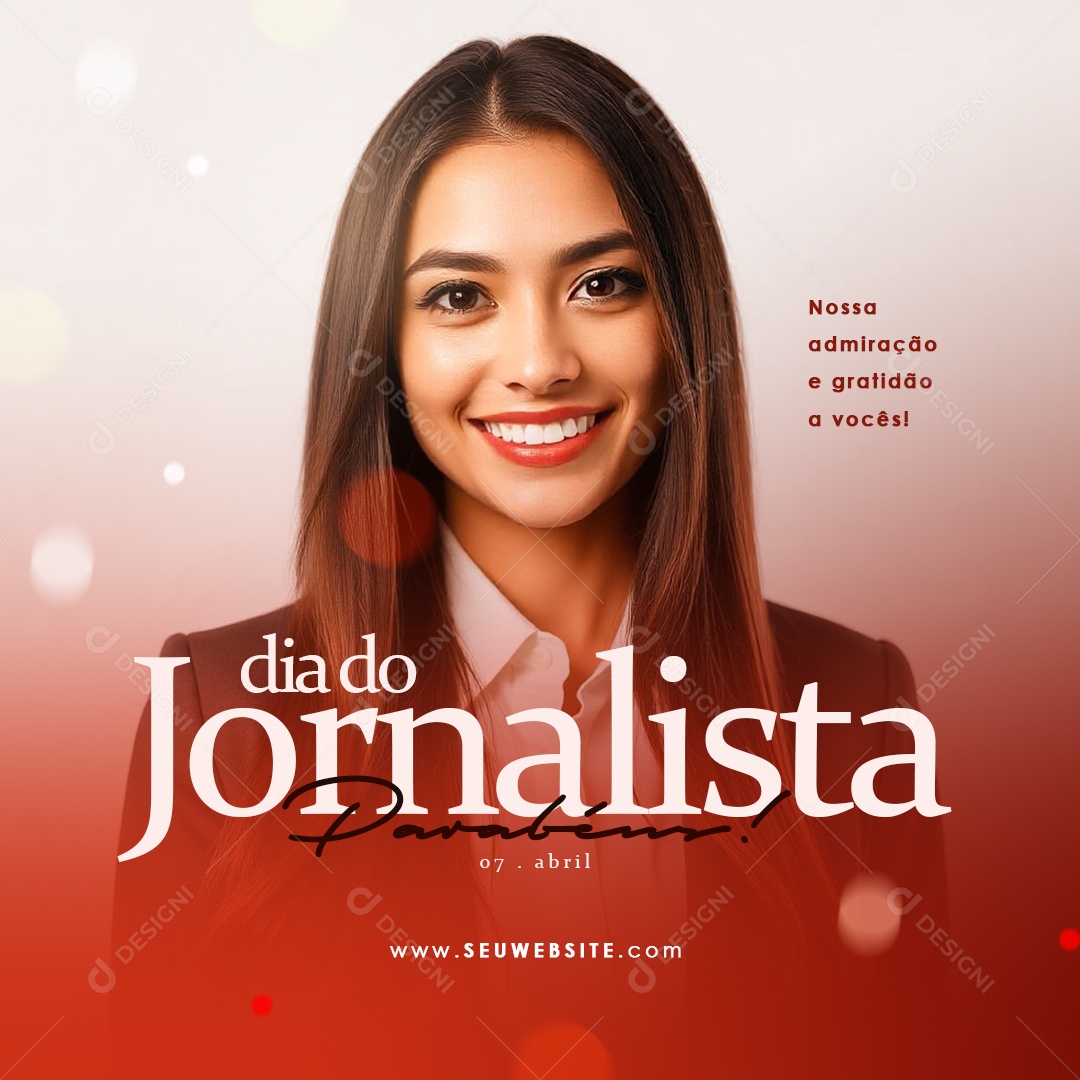 Dia do Jornalista 07 de Abril Parabéns Social Media PSD Editável