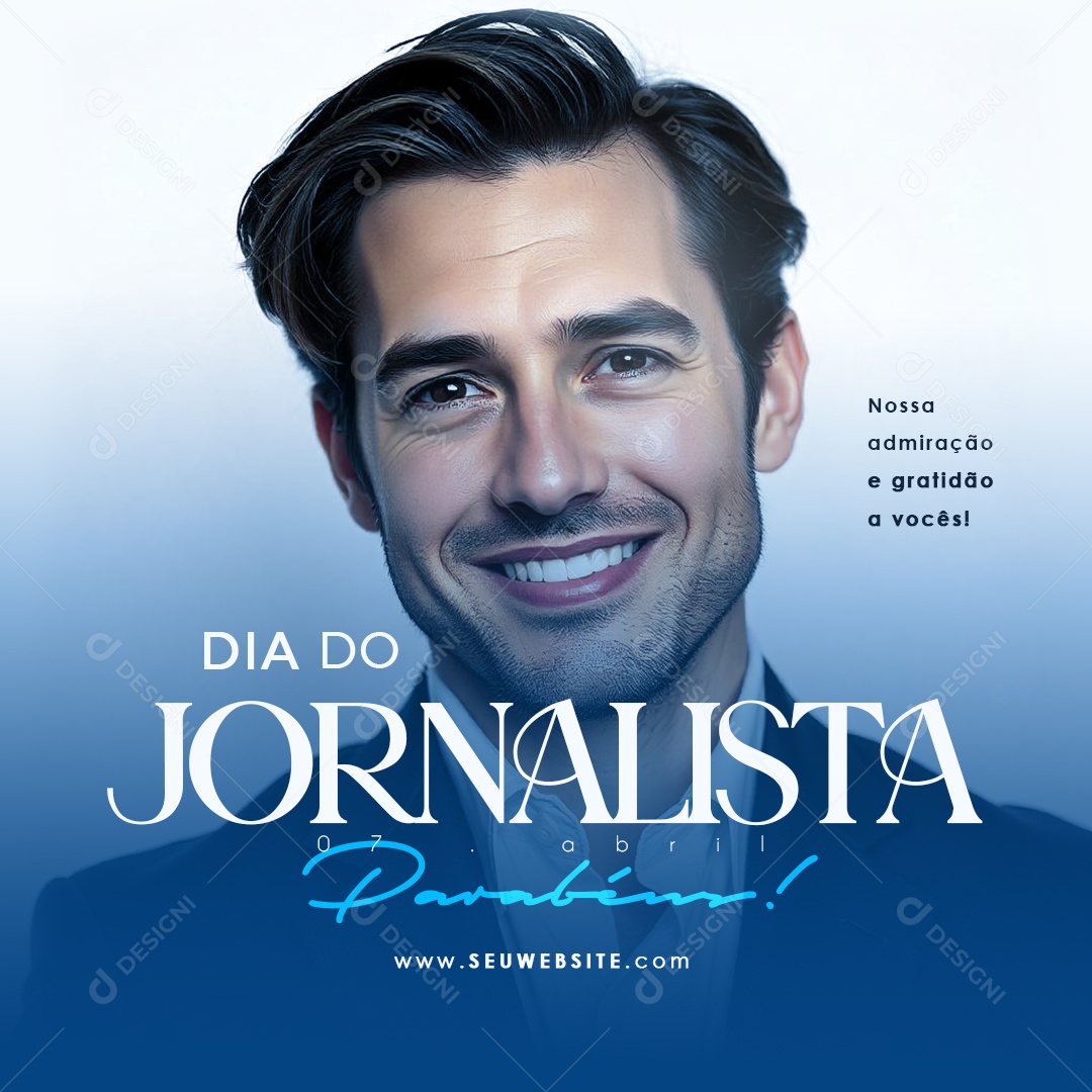 Dia do Jornalista 07 de Abril Parabéns Social Media PSD Editável