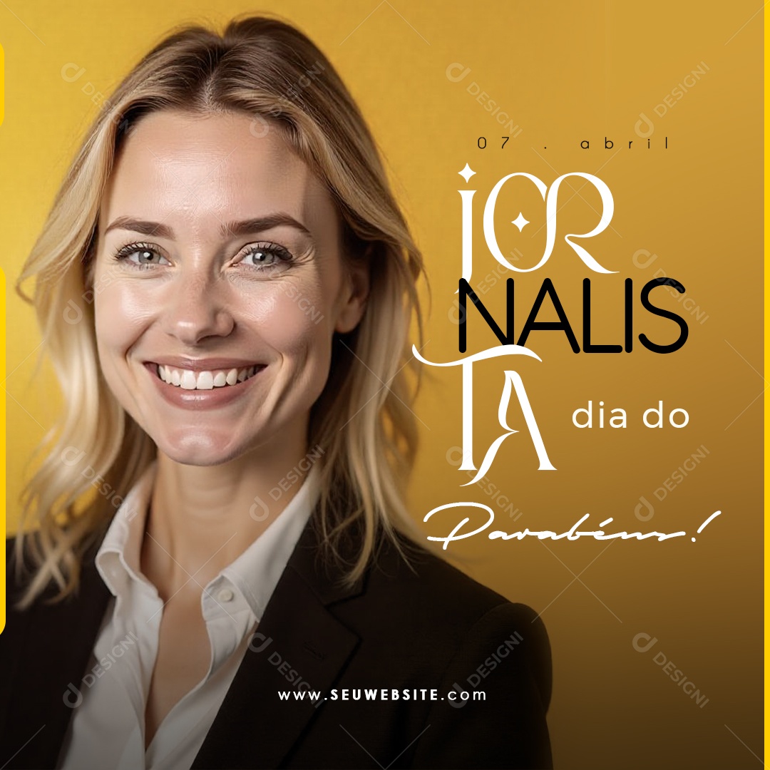 Dia do Jornalista 07 de Abril Parabéns Social Media PSD Editável