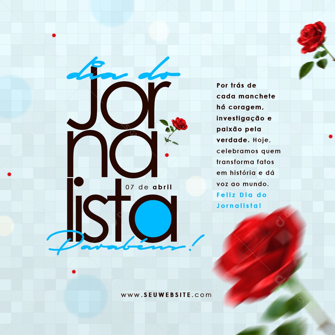 Dia do Jornalista 07 de Abril Parabéns Social Media PSD Editável