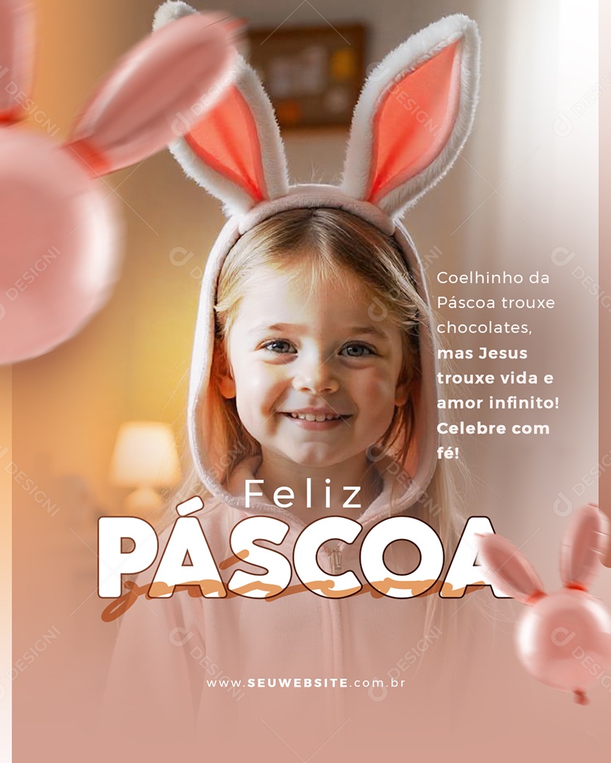 Flyer Feliz Páscoa 20 de Abril Social Media PSD Editável