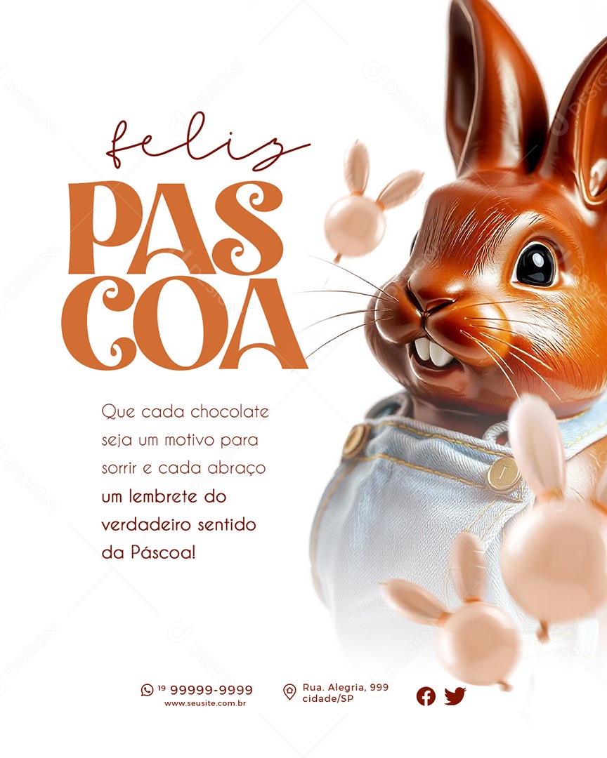 Flyer Feliz Páscoa 20 de Abril Social Media PSD Editável