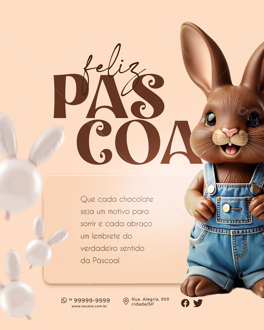 Flyer Feliz Páscoa 20 de Abril Social Media PSD Editável