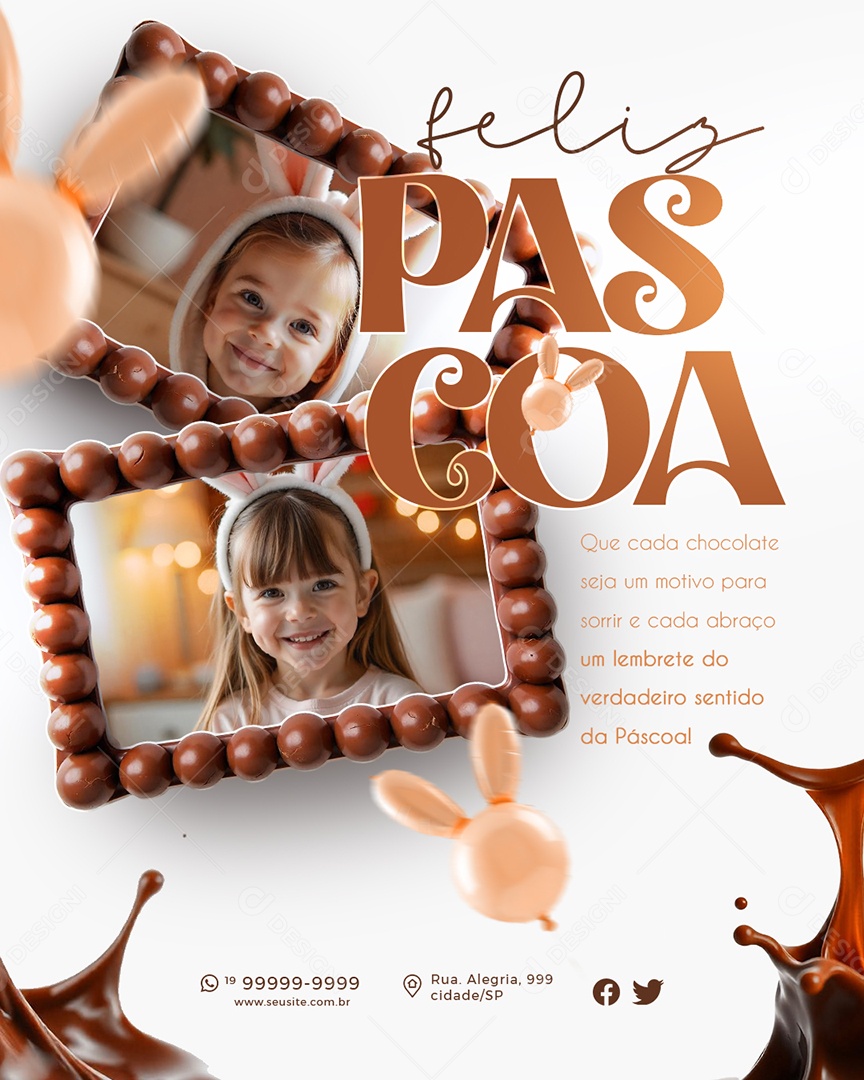 Flyer Feliz Páscoa 20 de Abril Social Media PSD Editável