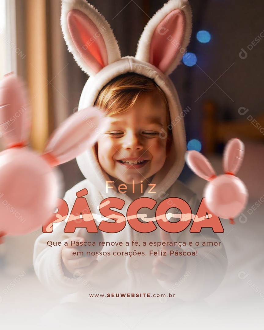 Flyer Feliz Páscoa 20 de Abril Social Media PSD Editável