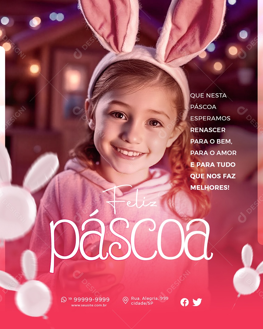 Flyer Feliz Páscoa 20 de Abril Social Media PSD Editável