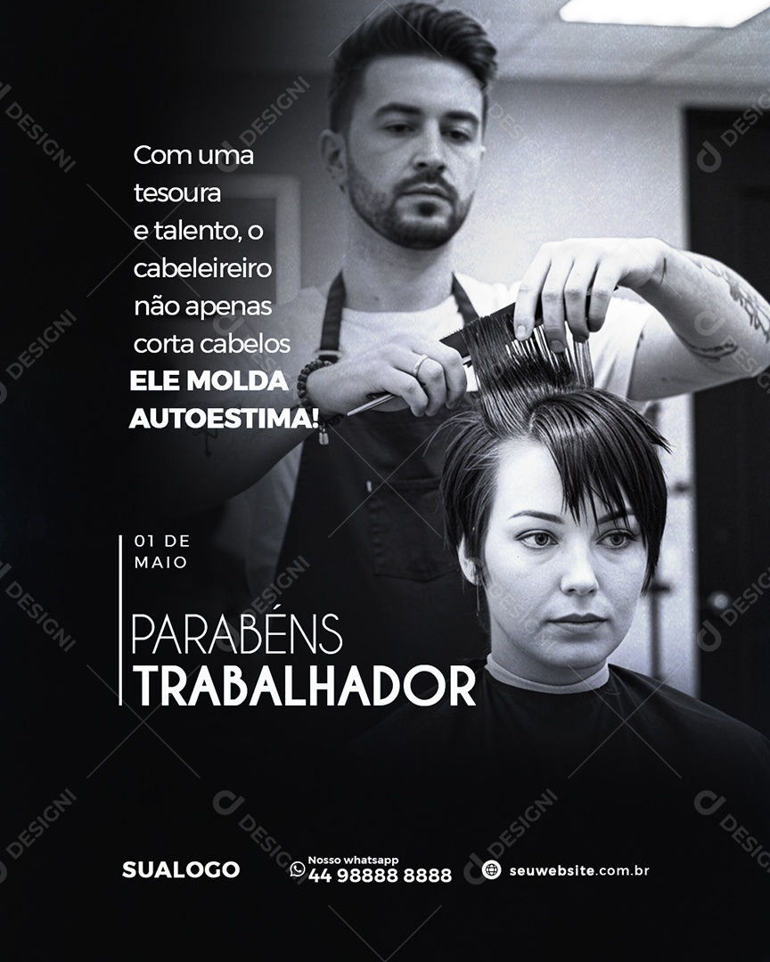 Dia Do Trabalhador 01 de Maio Parabéns Social Media PSD Editável