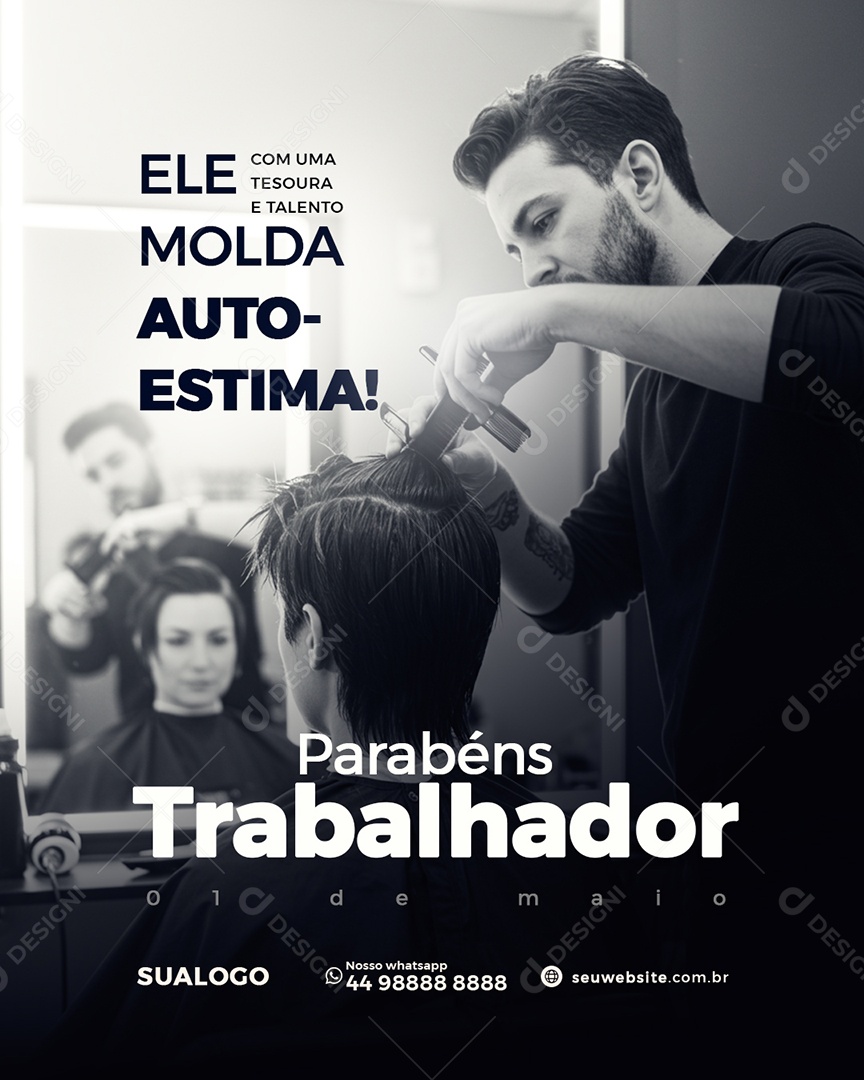 Dia Do Trabalhador 01 de Maio Parabéns Social Media PSD Editável