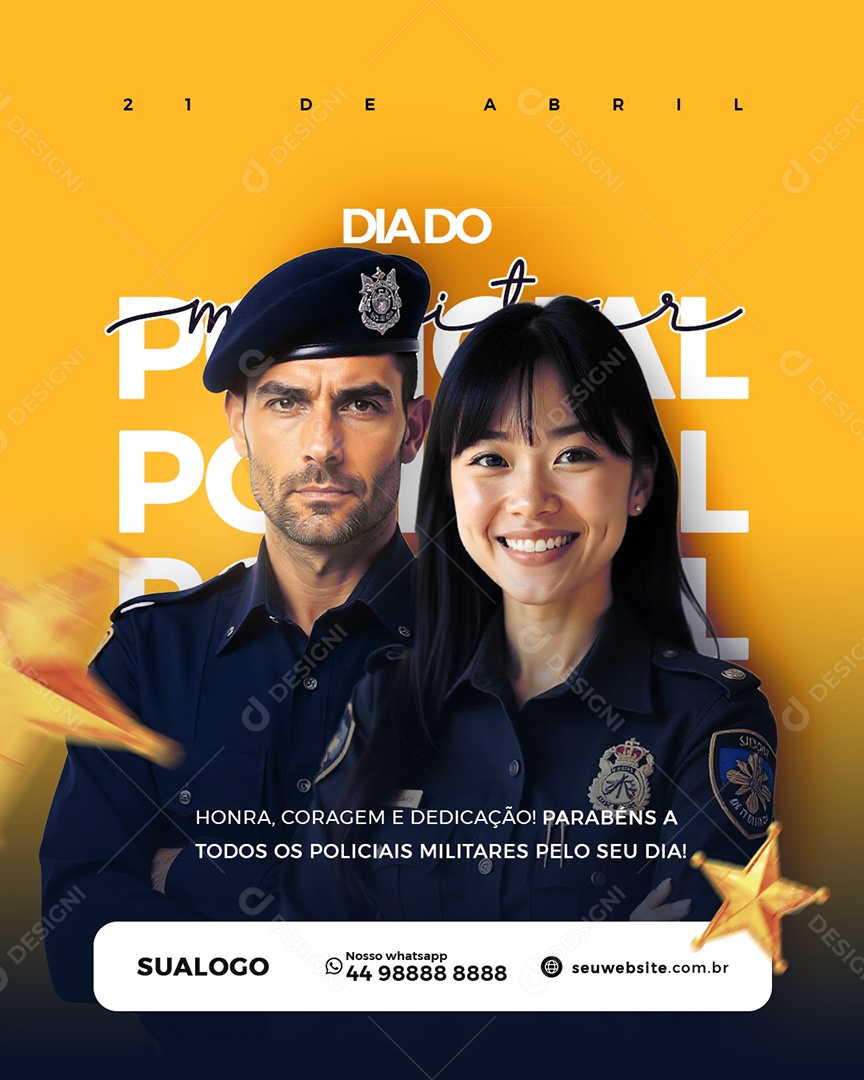 Feliz Dia Do Policial Militar 21 De Abril Social Media PSD Editável