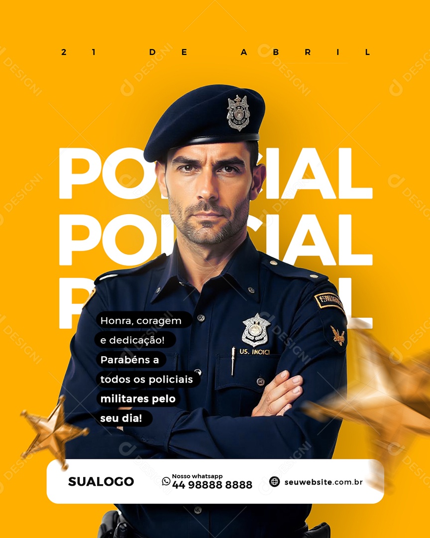 Dia do Policial Militar Honra Coragem Social Media PSD Editável