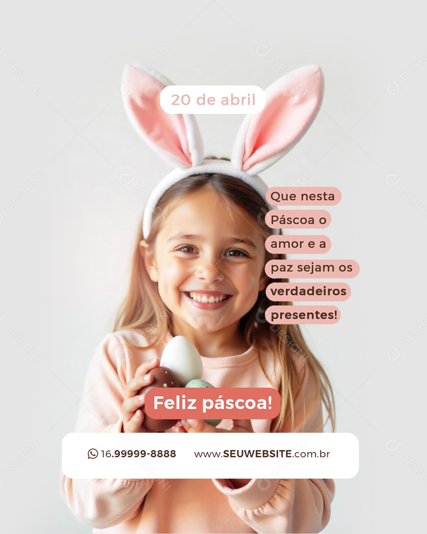 Flyer Feliz Páscoa 20 de Abril Social Media PSD Editável