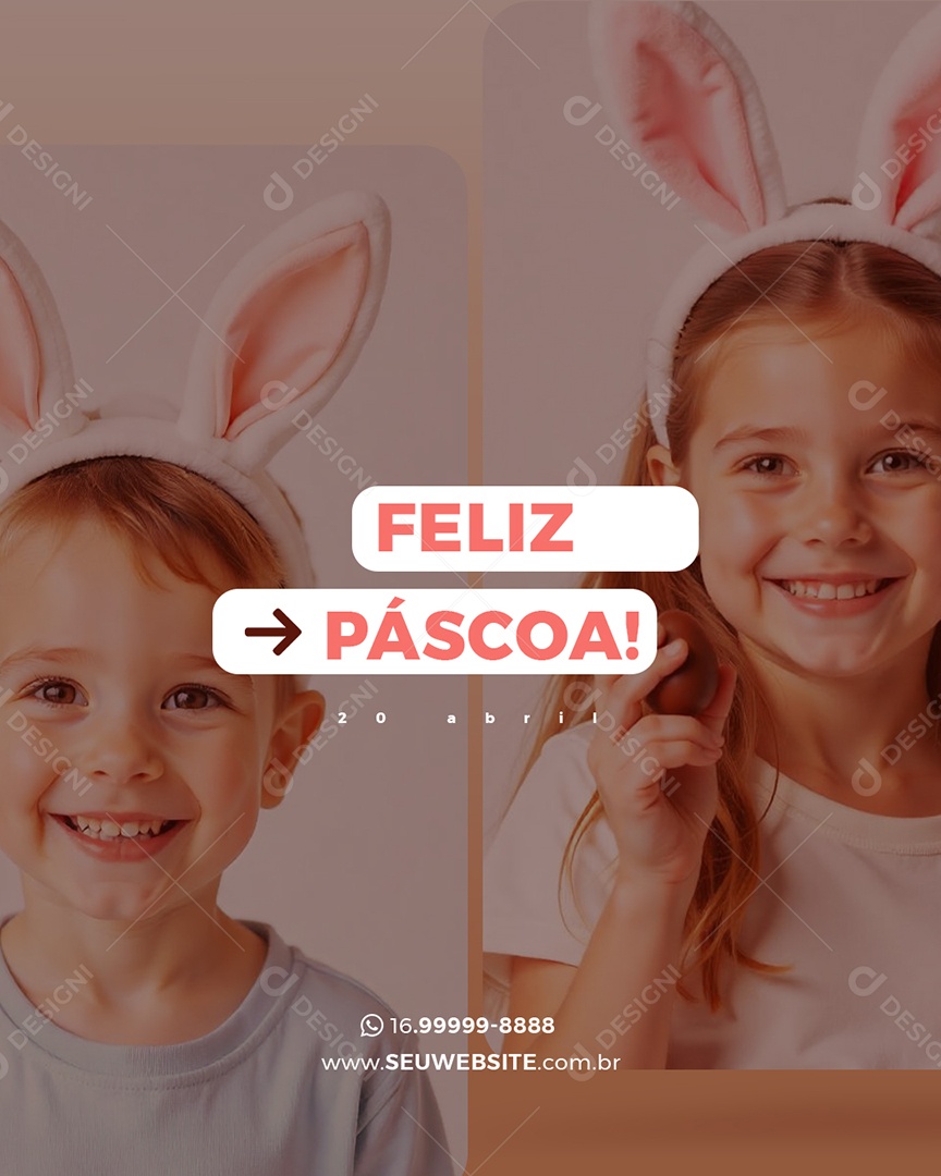 Flyer Feliz Páscoa Social Media PSD Editável