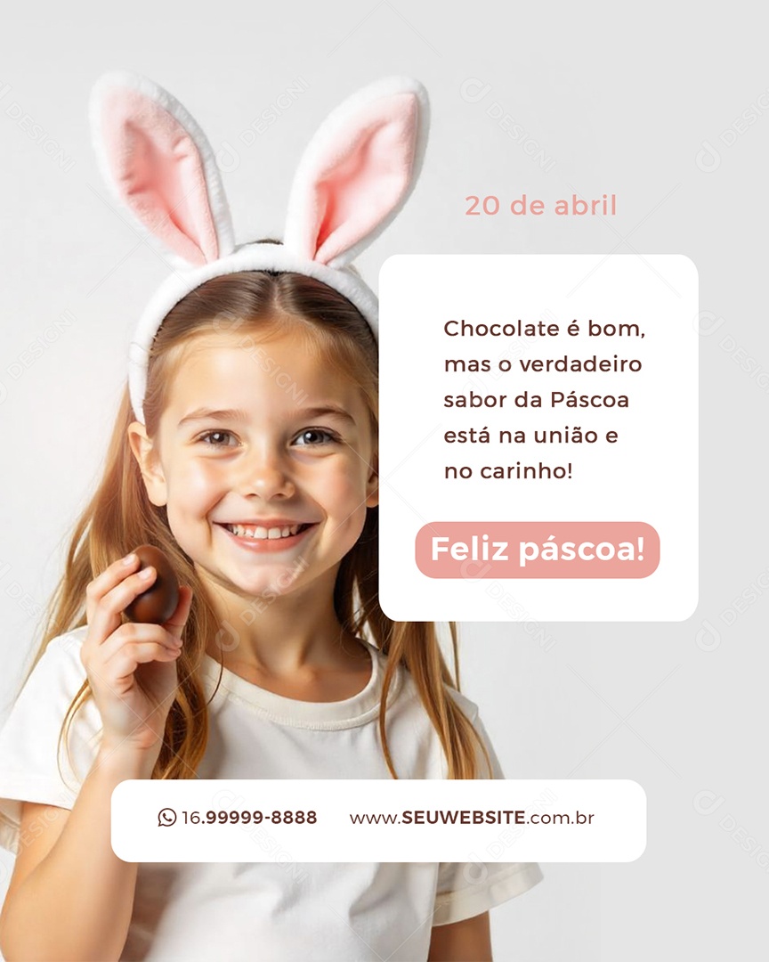 Flyer Feliz Páscoa 20 de Abril Social Media PSD Editável