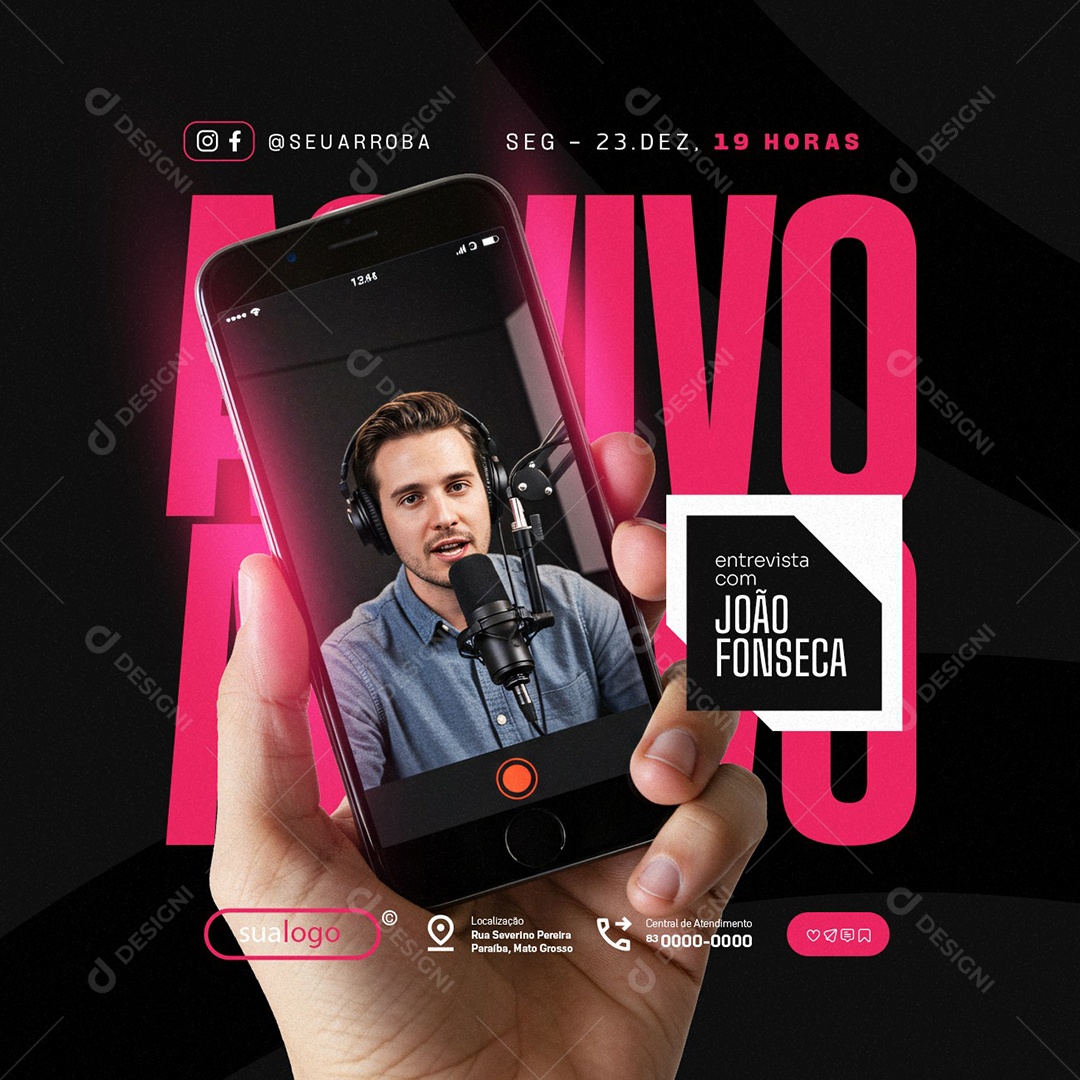 Lives Entrevista com João Fonseca Social Media PSD Editável
