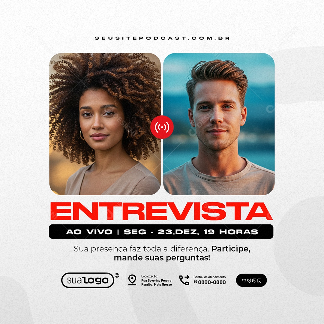 Lives Entrevista Ao Vivo Social Media PSD Editável