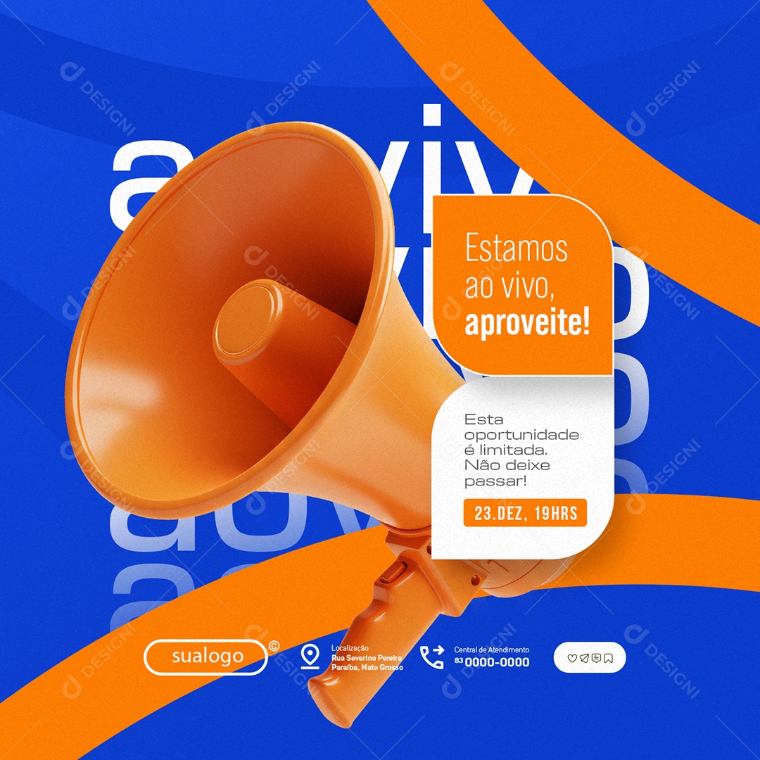 Lives Estamos ao Vivo Aproveite Social Media PSD Editável