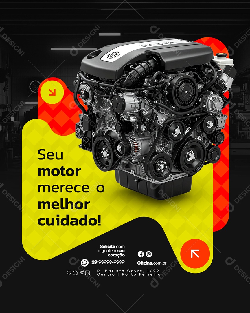 Social Media Oficina Mecânica Seu Motor Merece o Melhor Cuidado PSD Editável
