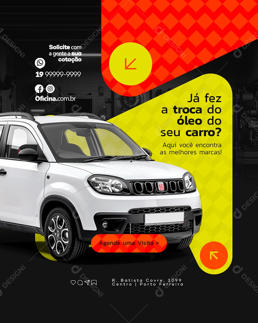 Oficina Mecânica Já Fez a Troca do Óleo do Seu Carro Social Media PSD Editável