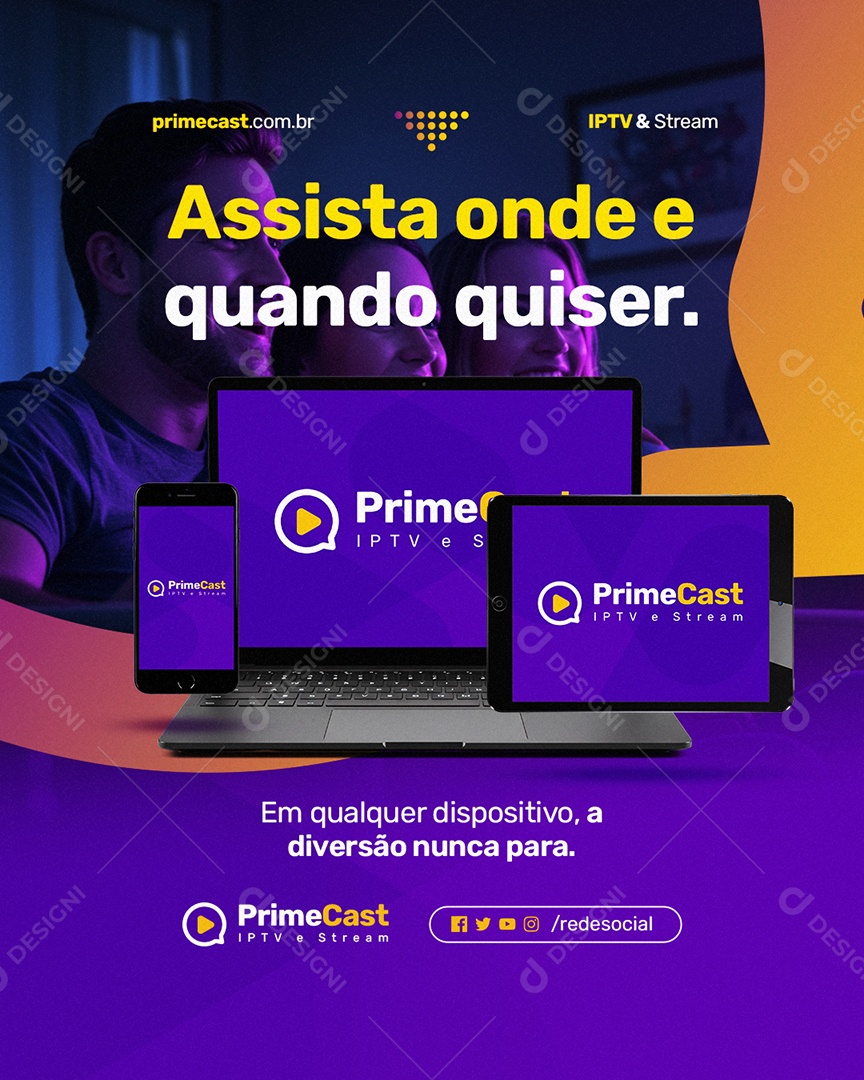 IPTV Assista Onde e Quando Quiser Social Media PSD Editável