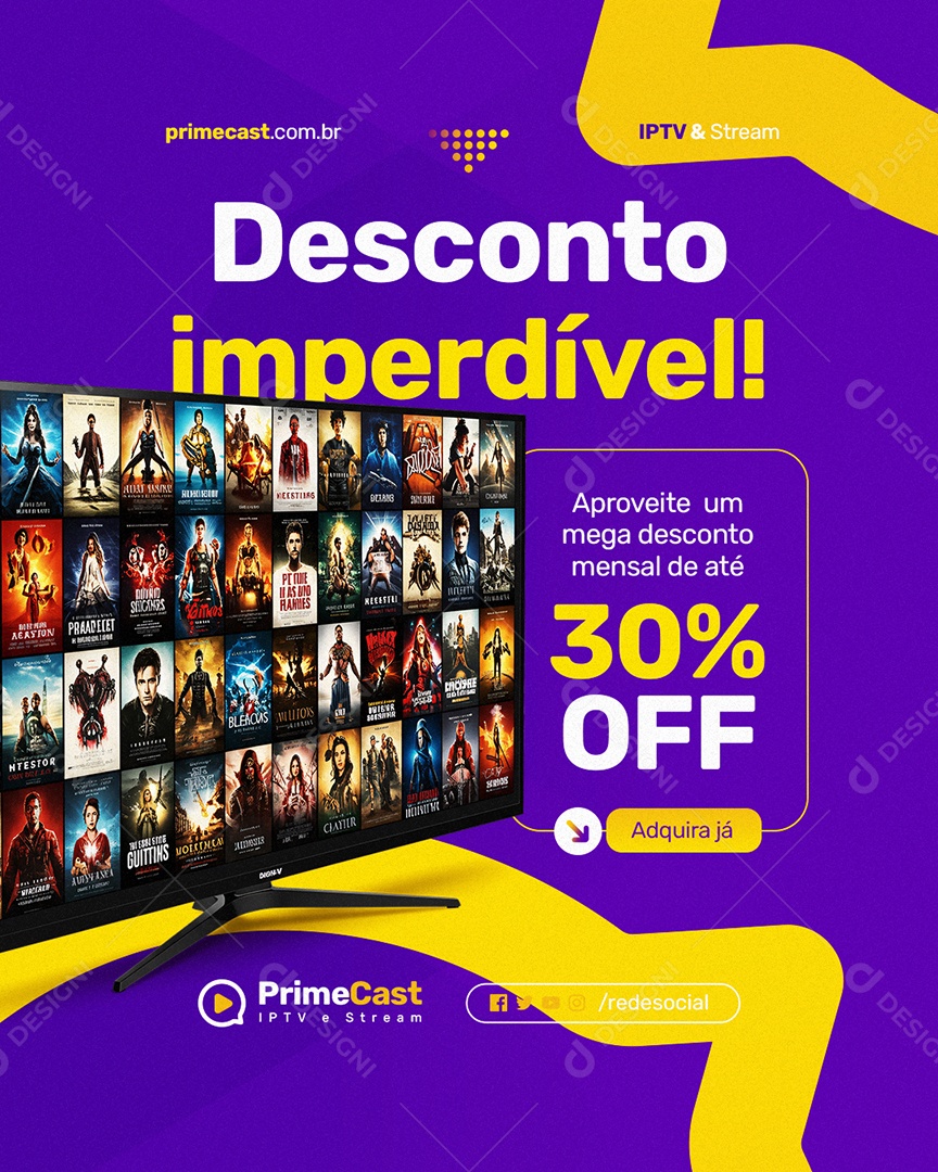 IPTV Desconto Imperdível Social Media PSD Editável