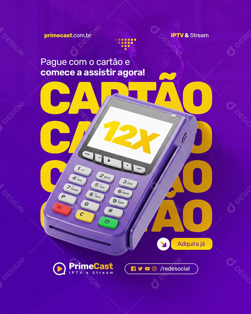 IPTV Pague com Cartão Social Media PSD Editável