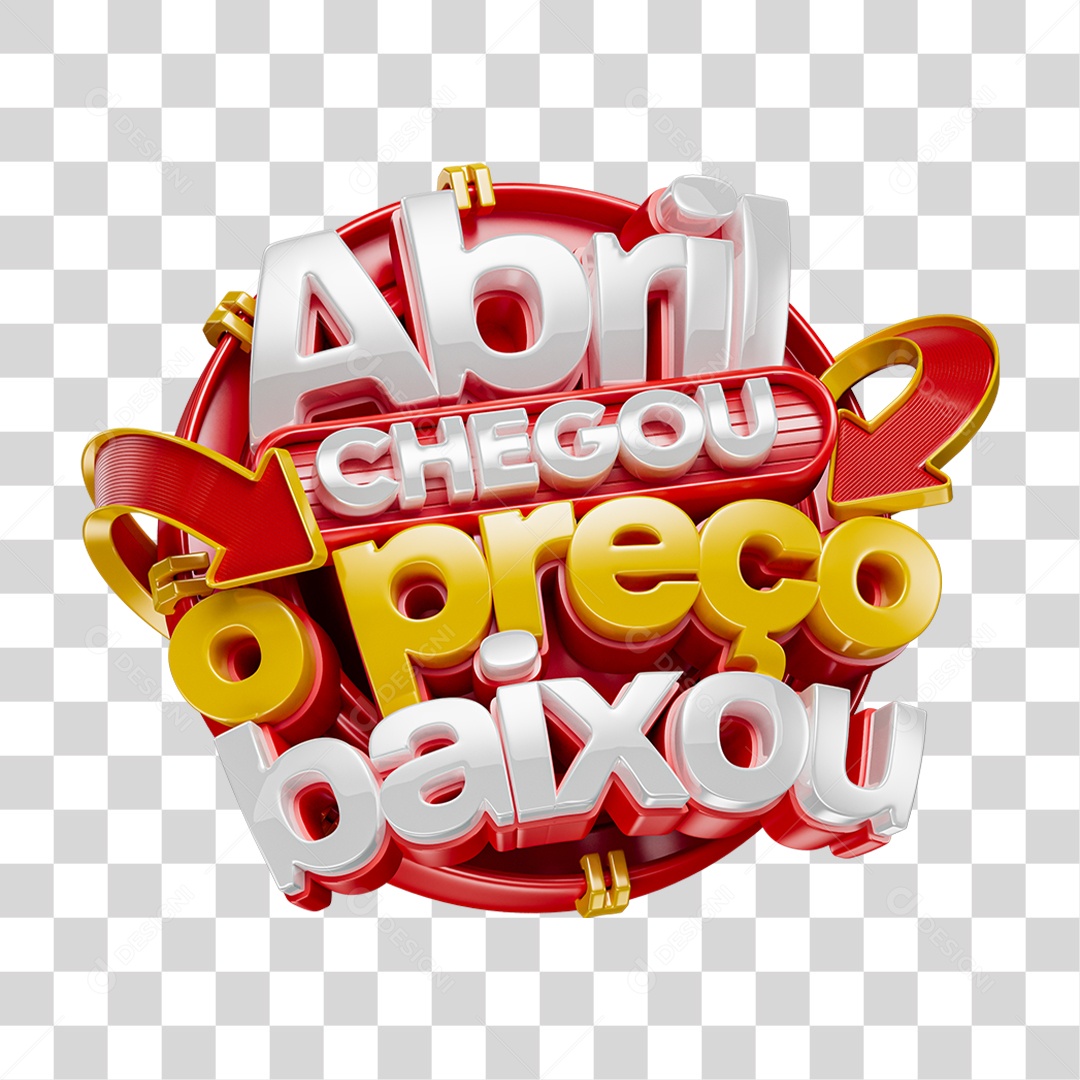 Selo 3D Abril Chegou o Preço Baixo Supermercados PNG Transparente