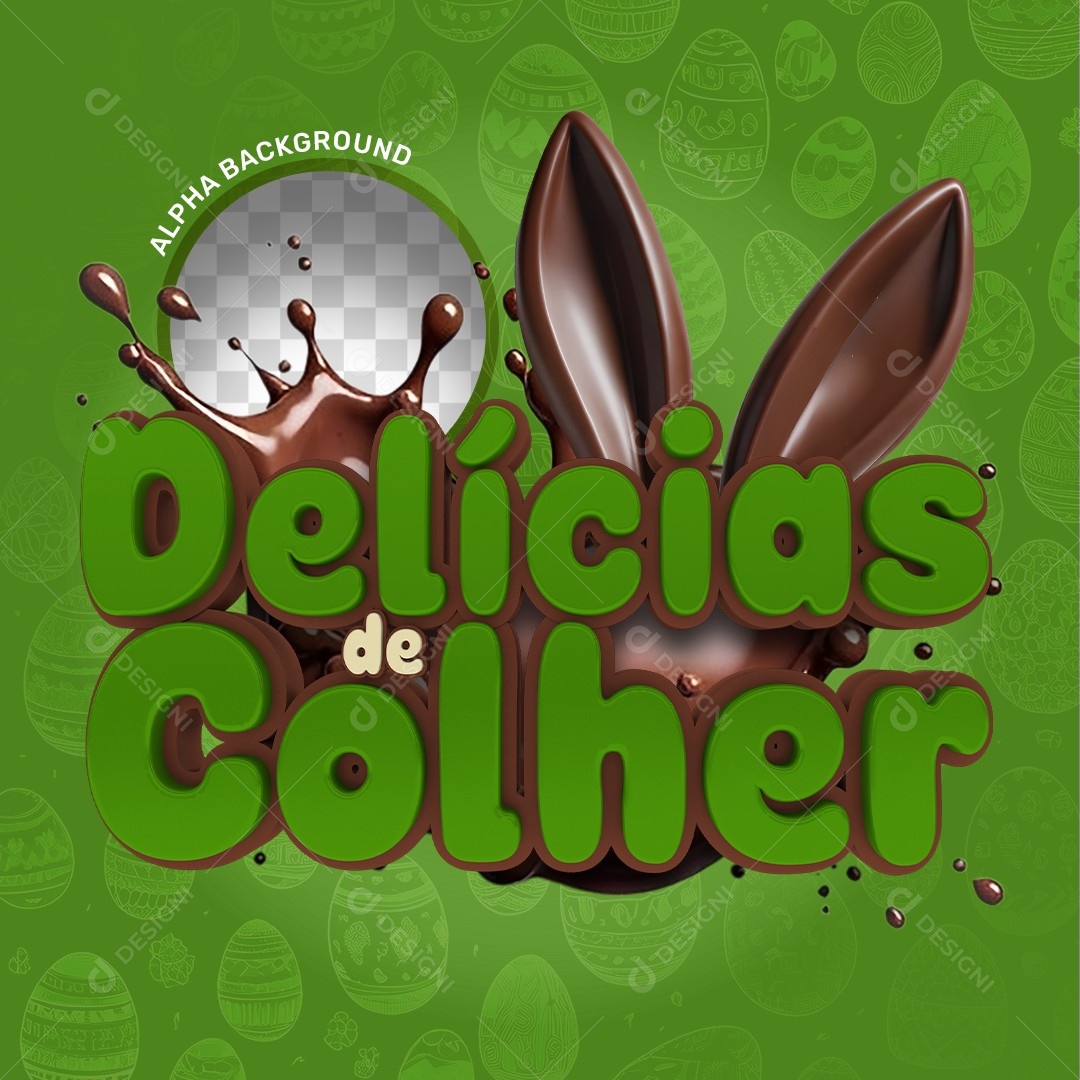 Elemento 3D Delicias de Colher Para Composição PSD