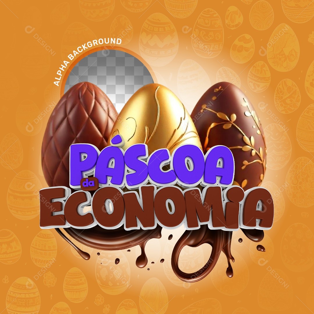 Elemento 3D Páscoa Economia Para Composição PSD