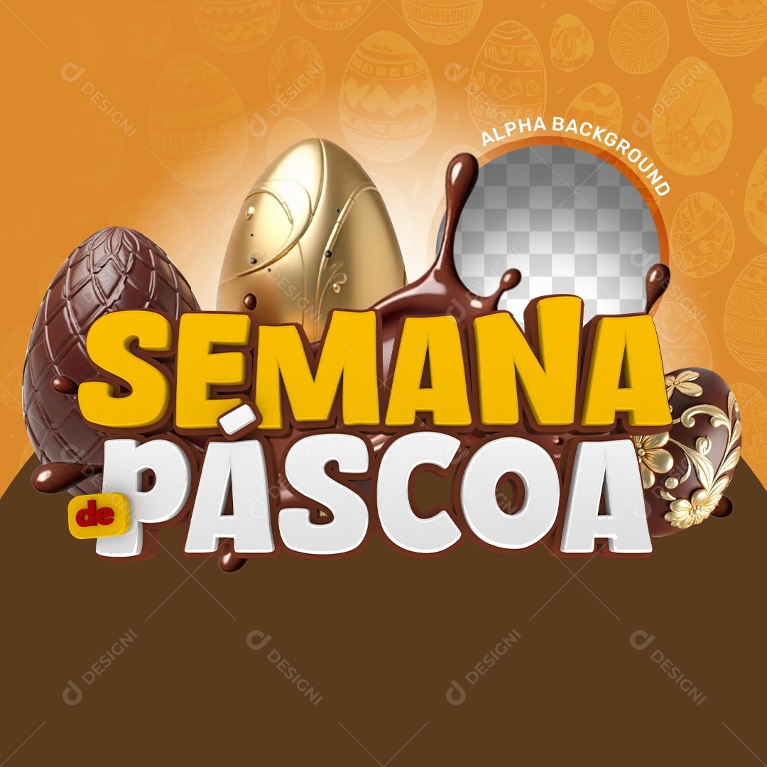 Elemento 3D Semana de Páscoa Para Composição PSD
