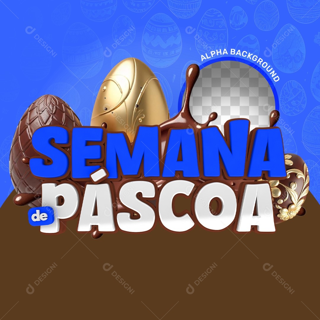 Elemento 3D Semana de Páscoa Para Composição PSD